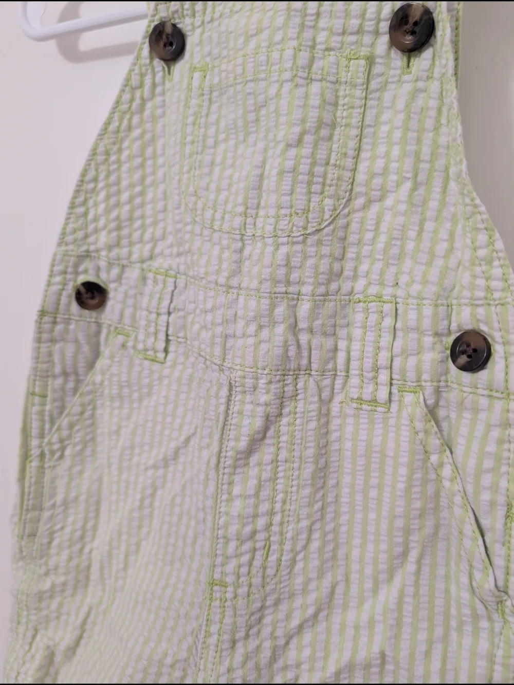 Gymboree Spring Dressy Green Seersucker Shortall Overalls 6-12M